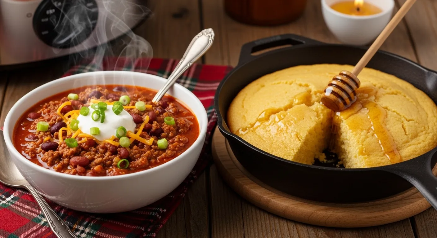 Crockpot Chili and Cornbread