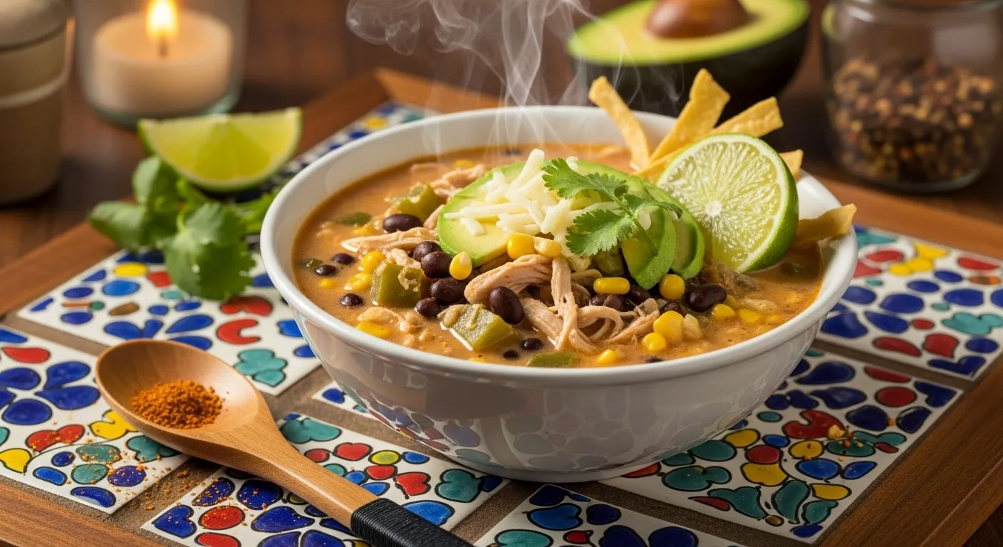 Shredded Chicken Poblano Black Bean Soup