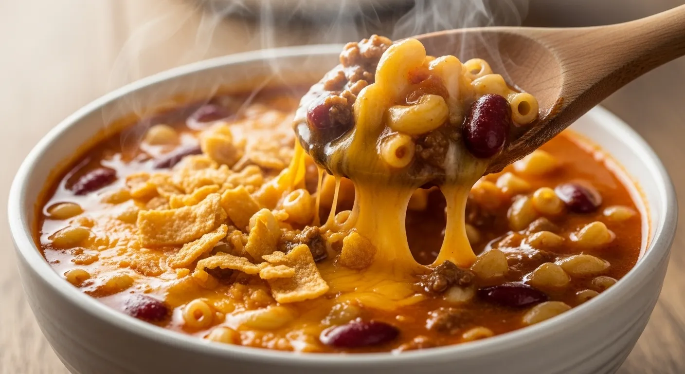 chili cheese macaroni soup