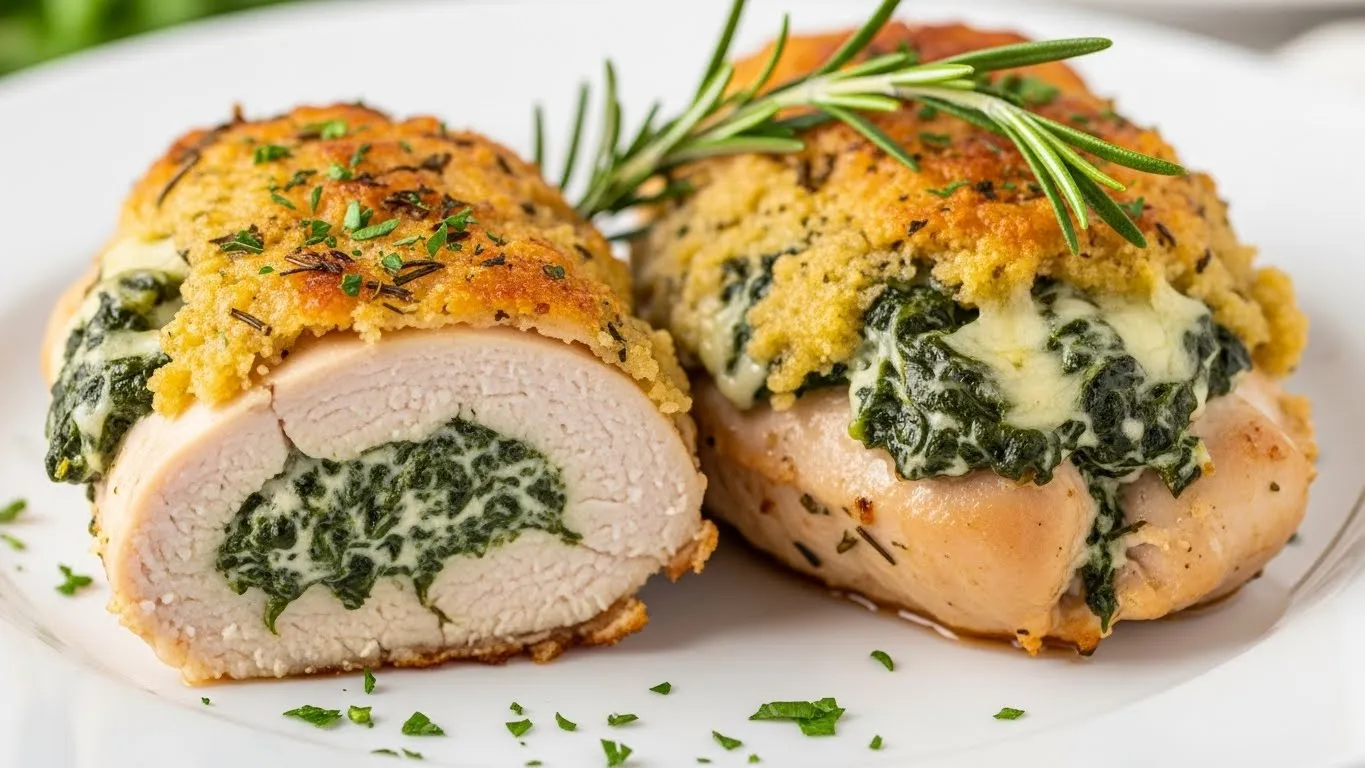 Spinach stuffed chicken breasts