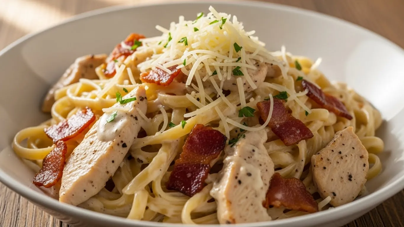 bacon and chicken alfredo