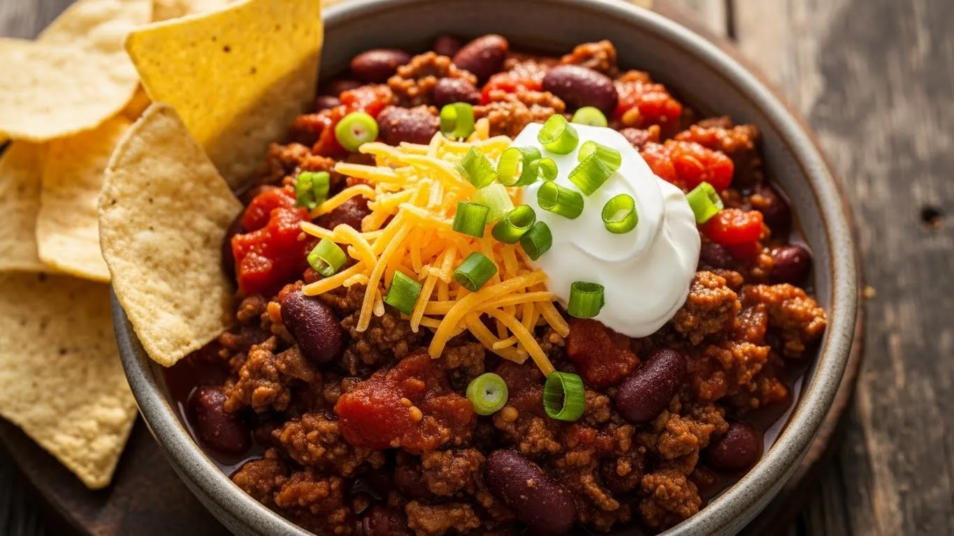 bowl of gluten free beef chili