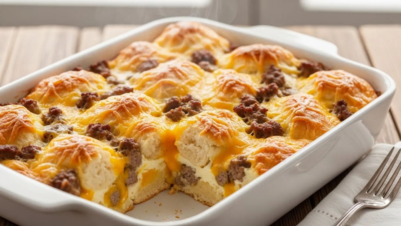 breakfast casserole with biscuit