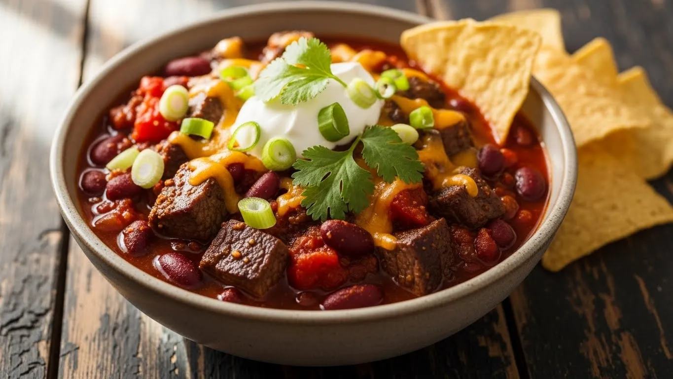 chili made with leftover steak
