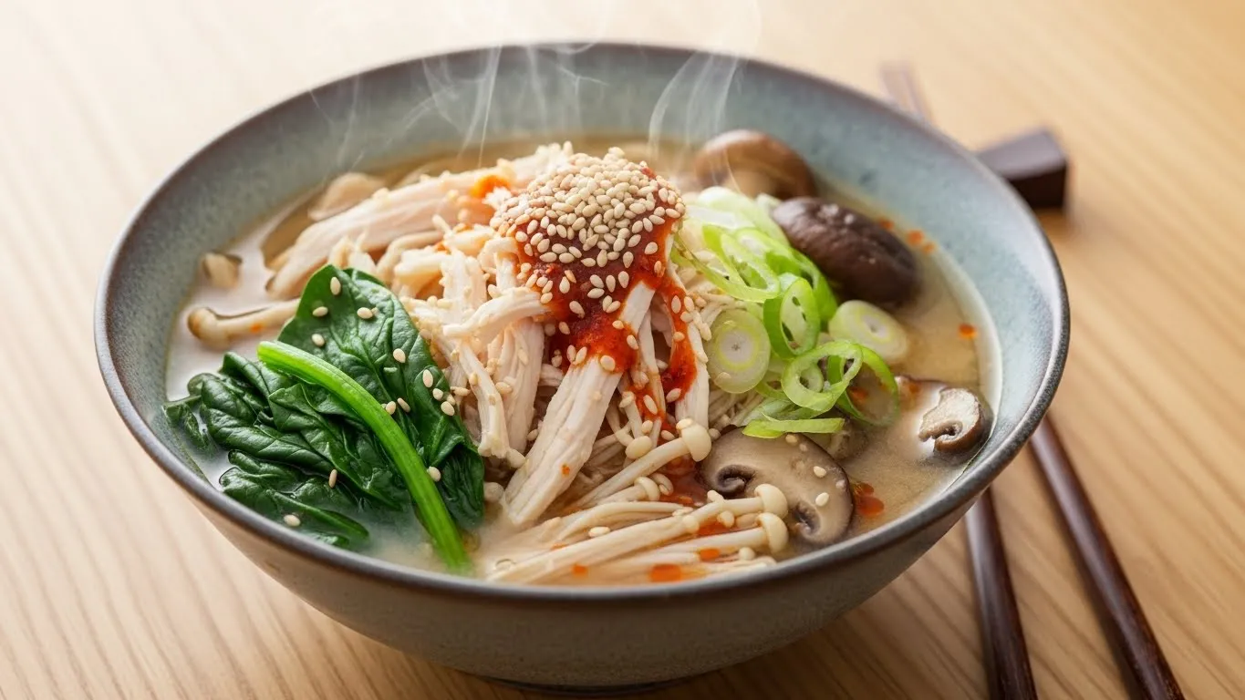 miso soup with shredded chicken