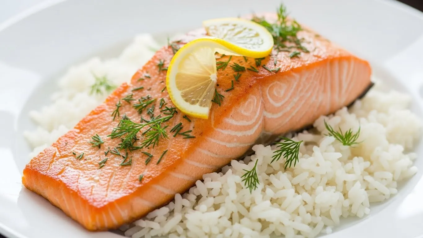 salmon with rice dinner recipe