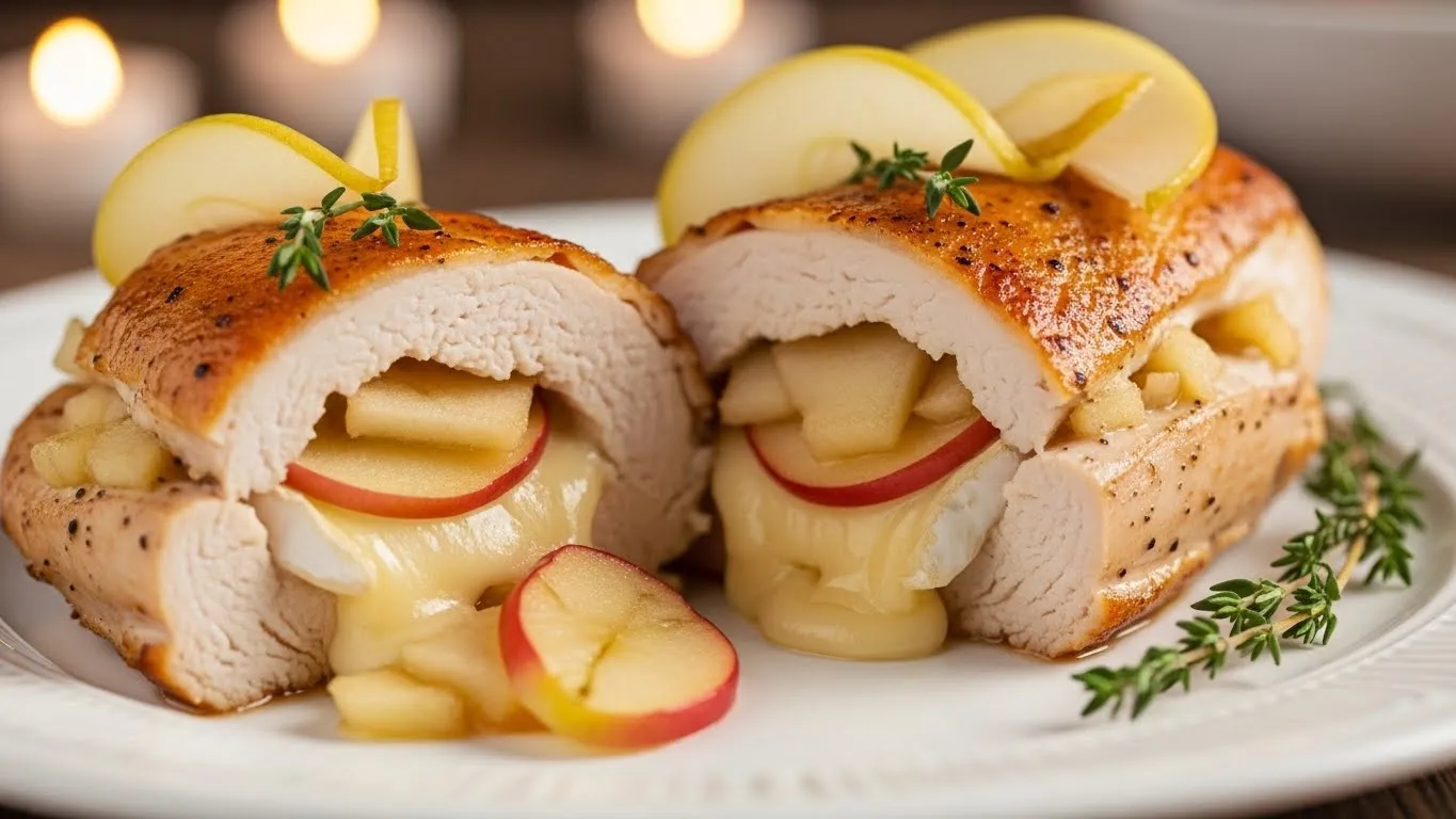 Apple and brie stuffed chicken breast