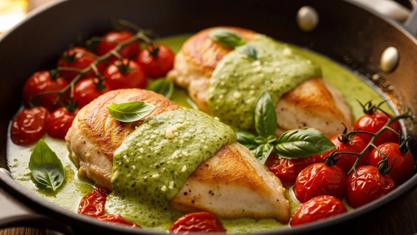 Pesto Chicken With Roasted Tomatoes