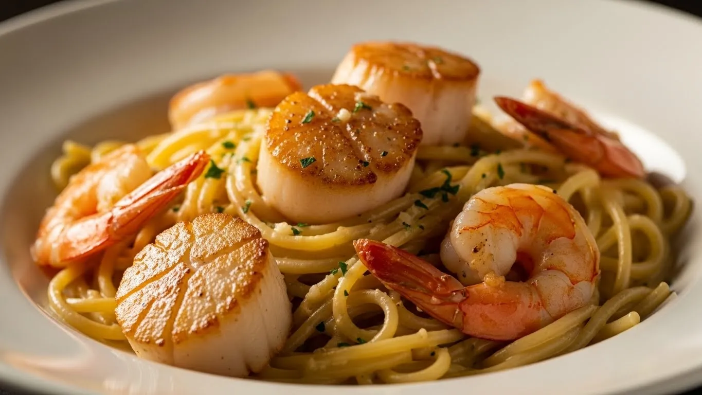 Scallop shrimp pasta