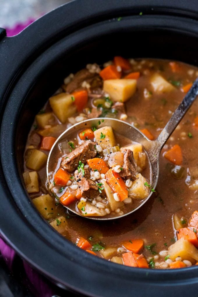 Slow Cooker Beef Barley Soup (Hearty, Nourishing & Deeply Flavorful)